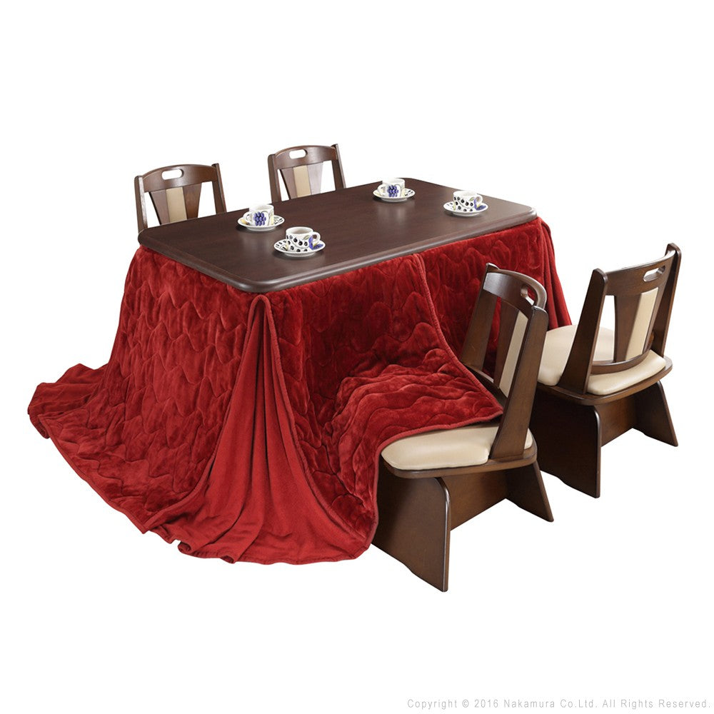 パワフルヒーター 高さ調節機能付き ダイニングこたつ135x80cm 6点セット(こたつ+掛布団+回転椅子4脚) こたつ 長方形 ダイニングテーブル