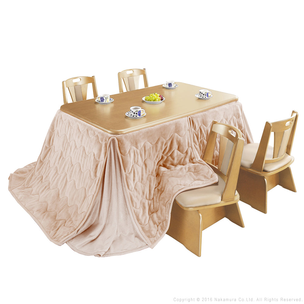 パワフルヒーター 高さ調節機能付き ダイニングこたつ150x90cm 6点セット(こたつ+掛布団+回転椅子4脚) こたつ 長方形 ダイニングテーブル