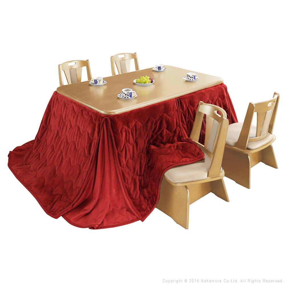 パワフルヒーター 高さ調節機能付き ダイニングこたつ150x90cm 6点セット(こたつ+掛布団+回転椅子4脚) こたつ 長方形 ダイニングテーブル