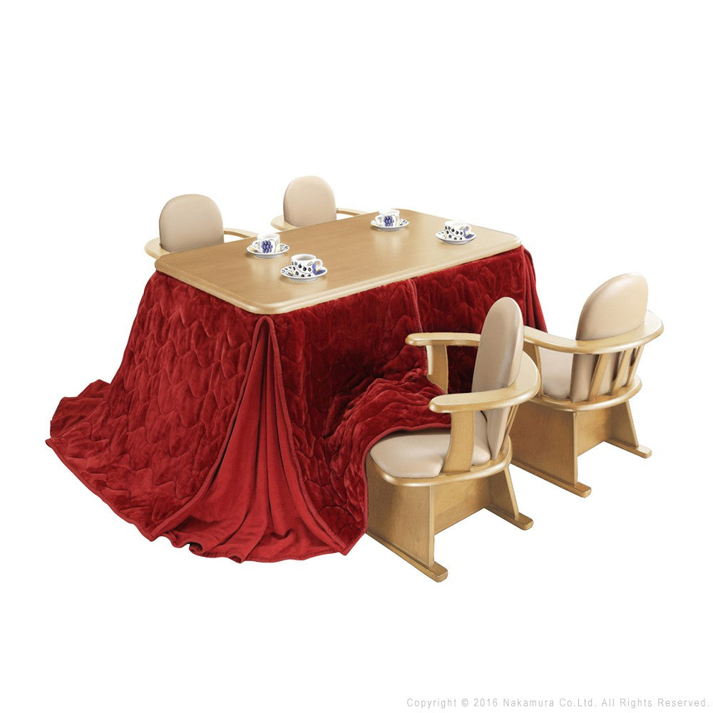 パワフルヒーター 高さ調節機能付き ダイニングこたつ135x80cm 6点セット(こたつ+掛布団+肘付回転椅子4脚) こたつ 長方形 ダイニングテーブル