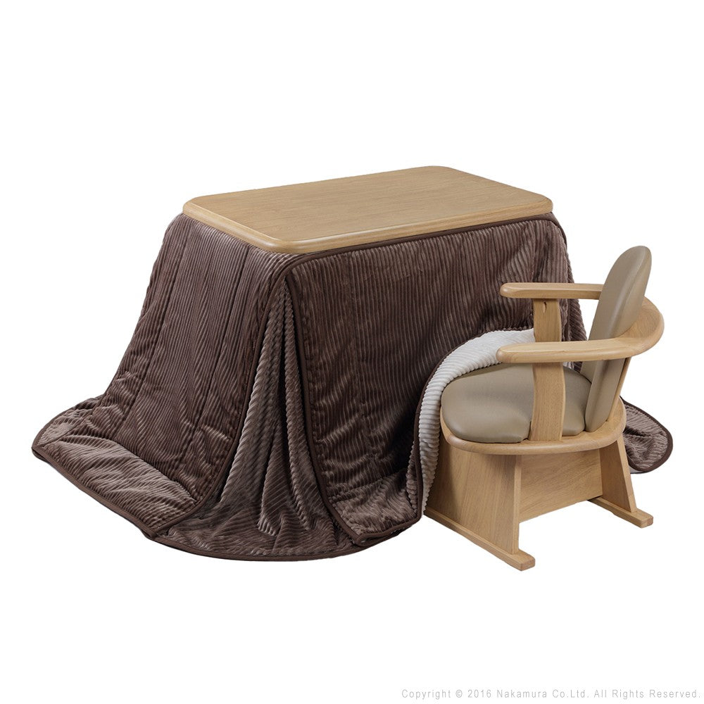 パワフルヒーター 高さ調節機能付き ダイニングこたつ90x60cm 3点セット(こたつ+掛布団+肘付回転椅子1脚) こたつ 長方形 ダイニングテーブル