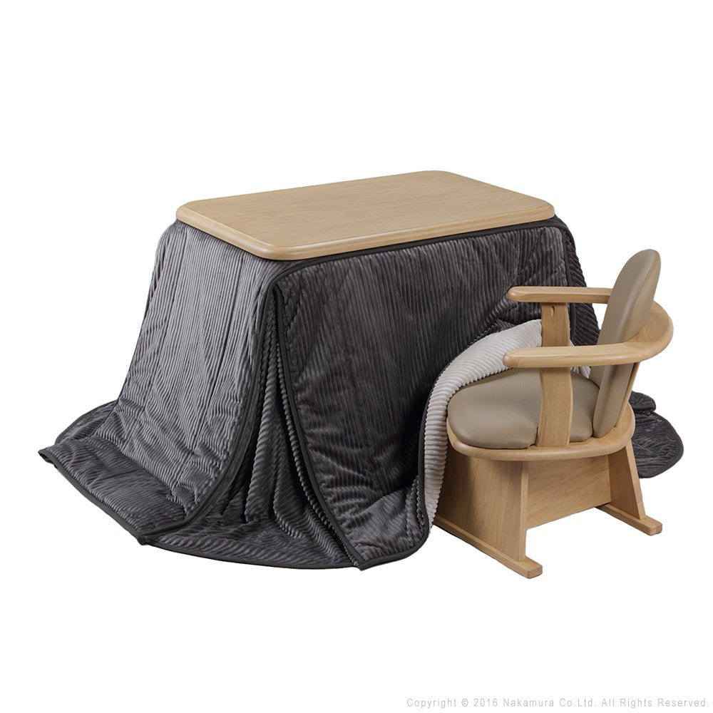 パワフルヒーター 高さ調節機能付き ダイニングこたつ90x60cm 3点セット(こたつ+掛布団+肘付回転椅子1脚) こたつ 長方形 ダイニングテーブル