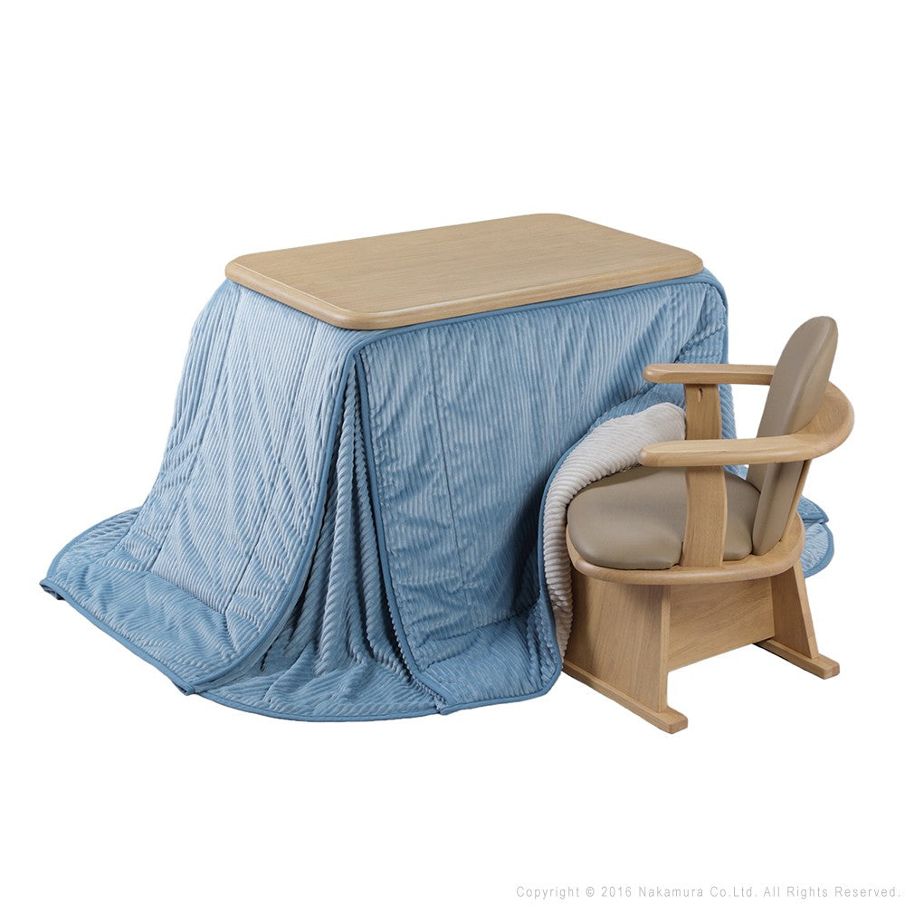 パワフルヒーター 高さ調節機能付き ダイニングこたつ90x60cm 3点セット(こたつ+掛布団+肘付回転椅子1脚) こたつ 長方形 ダイニングテーブル