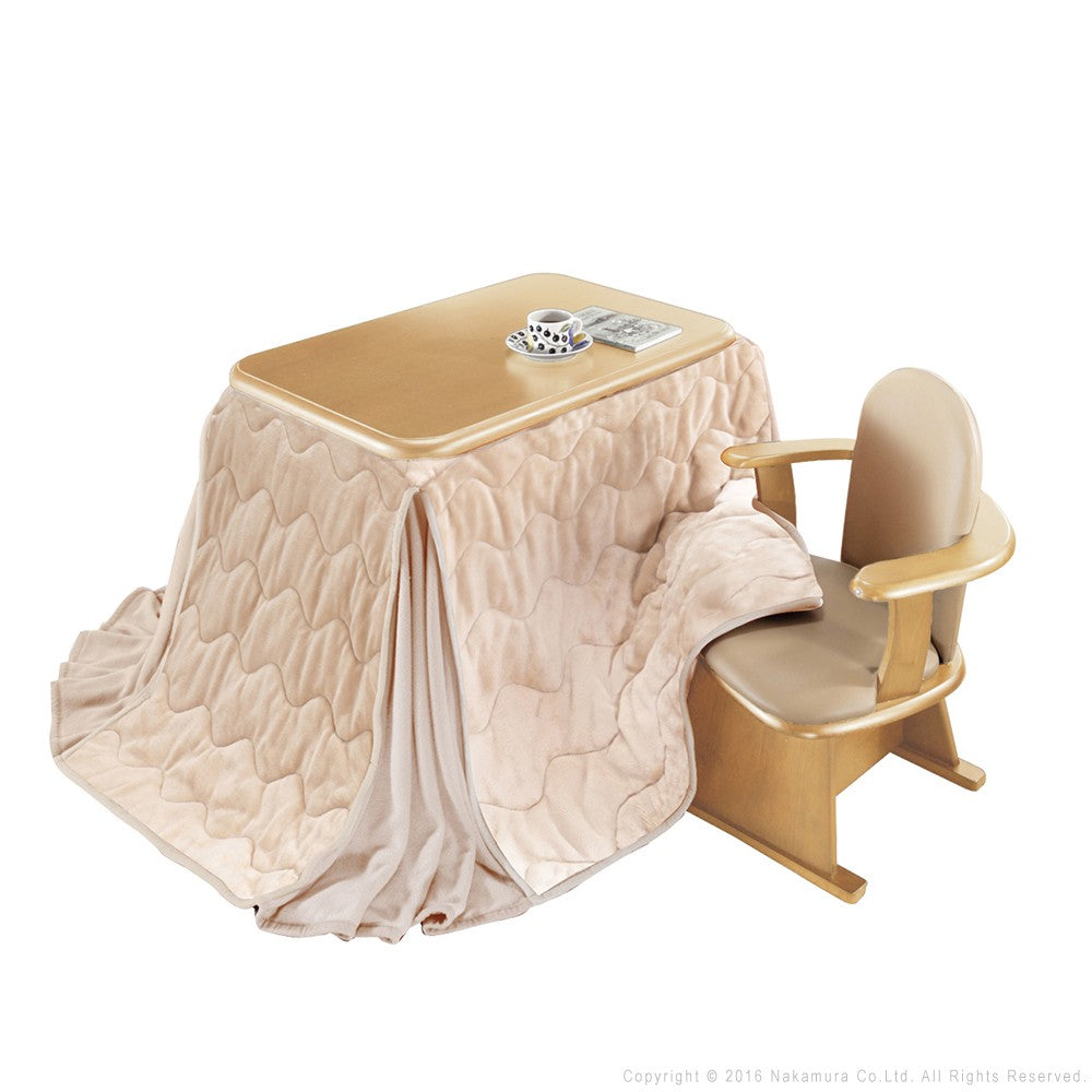 パワフルヒーター 高さ調節機能付き ダイニングこたつ90x60cm 3点セット(こたつ+掛布団+肘付回転椅子1脚) こたつ 長方形 ダイニングテーブル