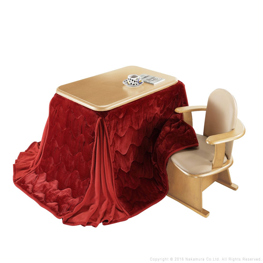 パワフルヒーター 高さ調節機能付き ダイニングこたつ90x60cm 3点セット(こたつ+掛布団+肘付回転椅子1脚) こたつ 長方形 ダイニングテーブル