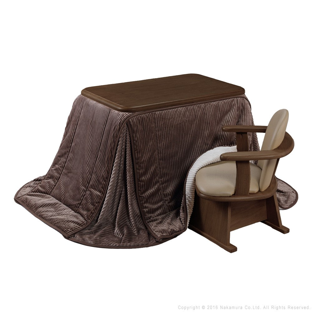 パワフルヒーター 高さ調節機能付き ダイニングこたつ90x60cm 3点セット(こたつ+掛布団+肘付回転椅子1脚) こたつ 長方形 ダイニングテーブル