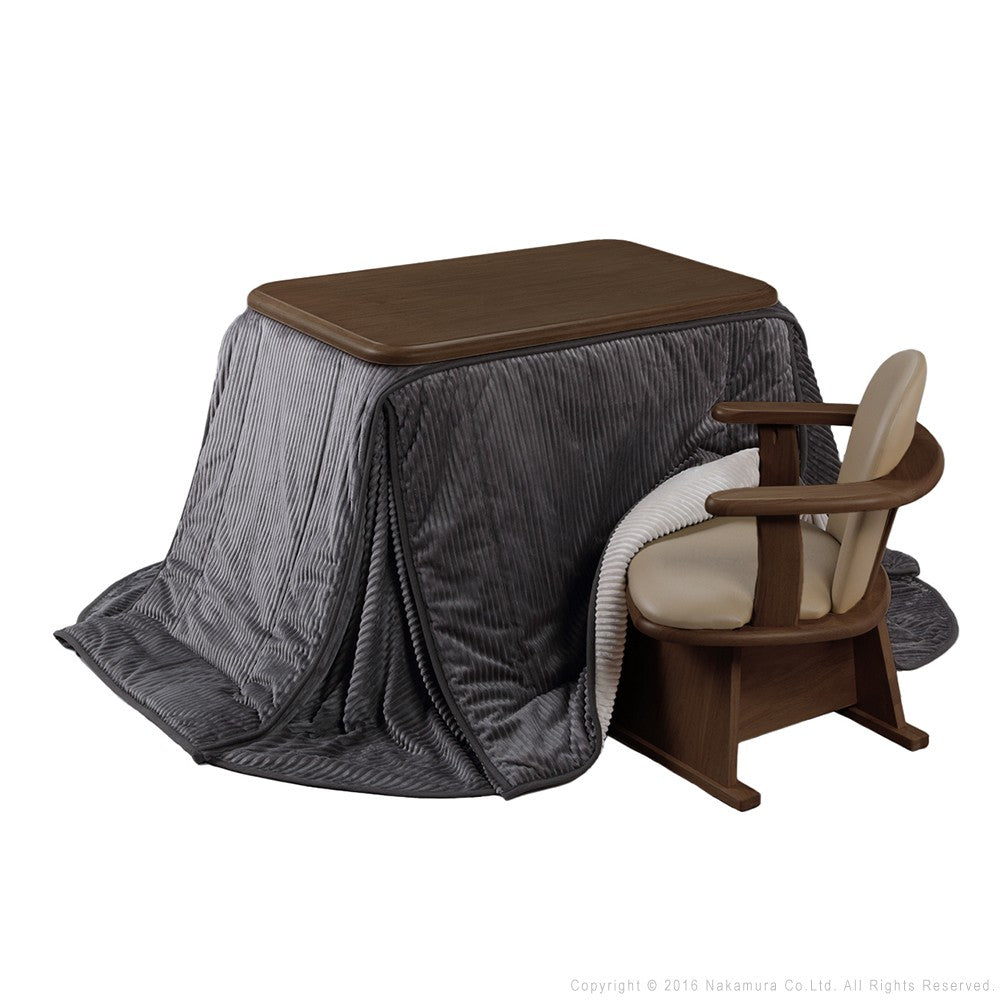 パワフルヒーター 高さ調節機能付き ダイニングこたつ90x60cm 3点セット(こたつ+掛布団+肘付回転椅子1脚) こたつ 長方形 ダイニングテーブル