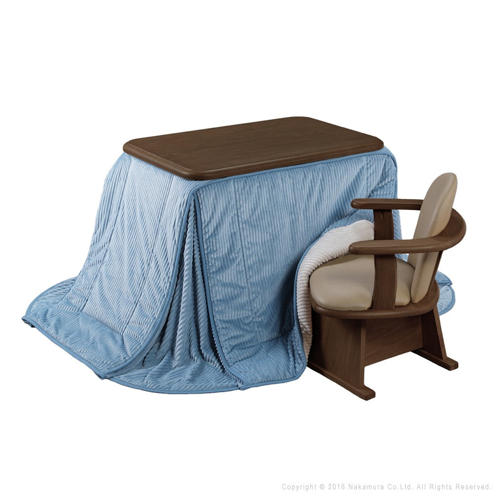 パワフルヒーター 高さ調節機能付き ダイニングこたつ90x60cm 3点セット(こたつ+掛布団+肘付回転椅子1脚) こたつ 長方形 ダイニングテーブル