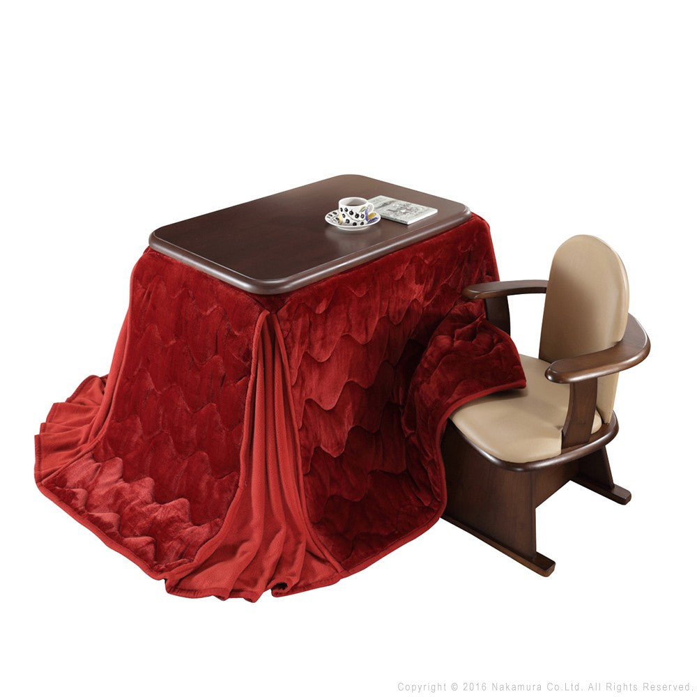 パワフルヒーター 高さ調節機能付き ダイニングこたつ90x60cm 3点セット(こたつ+掛布団+肘付回転椅子1脚) こたつ 長方形 ダイニングテーブル