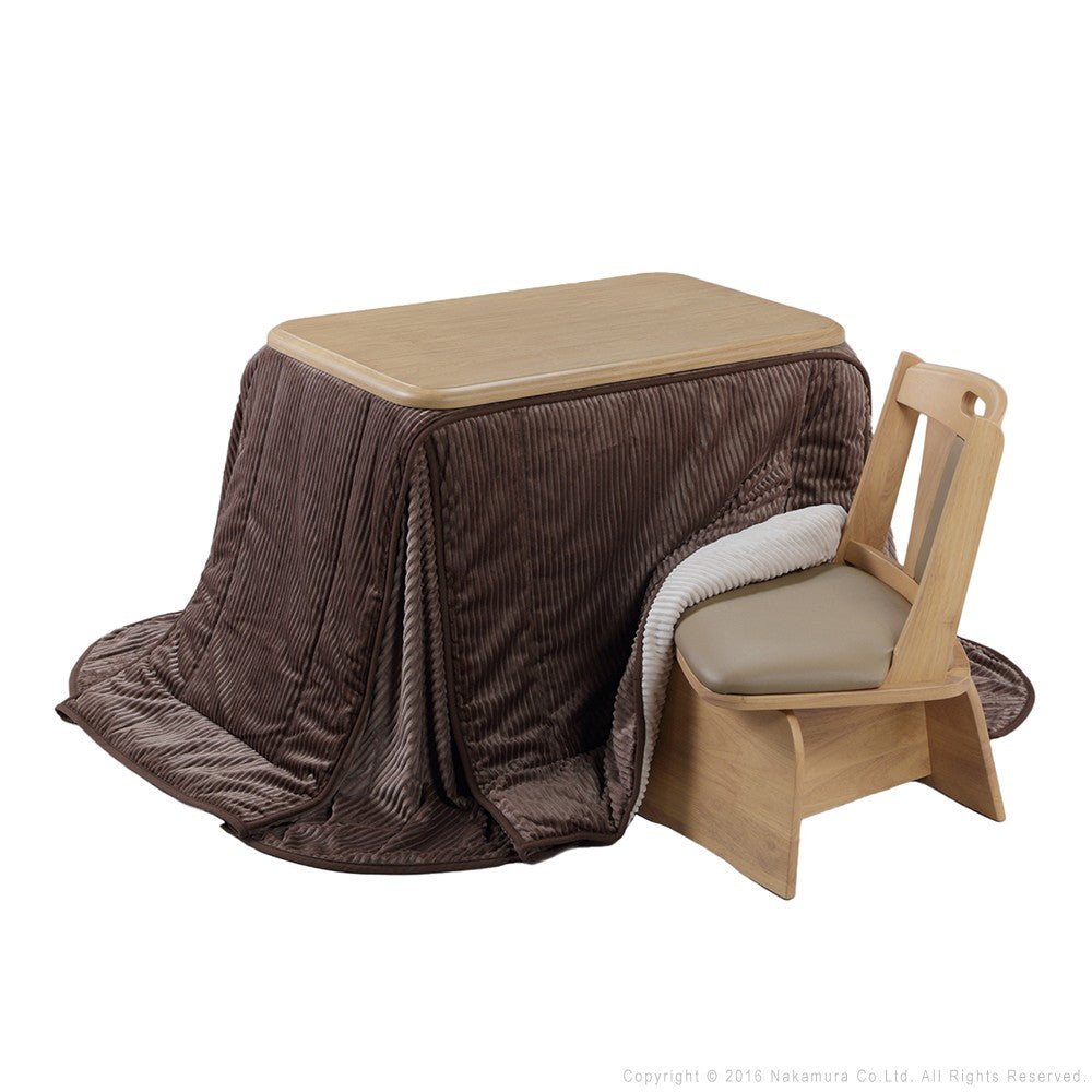 パワフルヒーター 高さ調節機能付き ダイニングこたつ90x60cm 3点セット(こたつ+省スペース布団+回転椅子1脚) こたつ 長方形 ダイニングテーブル