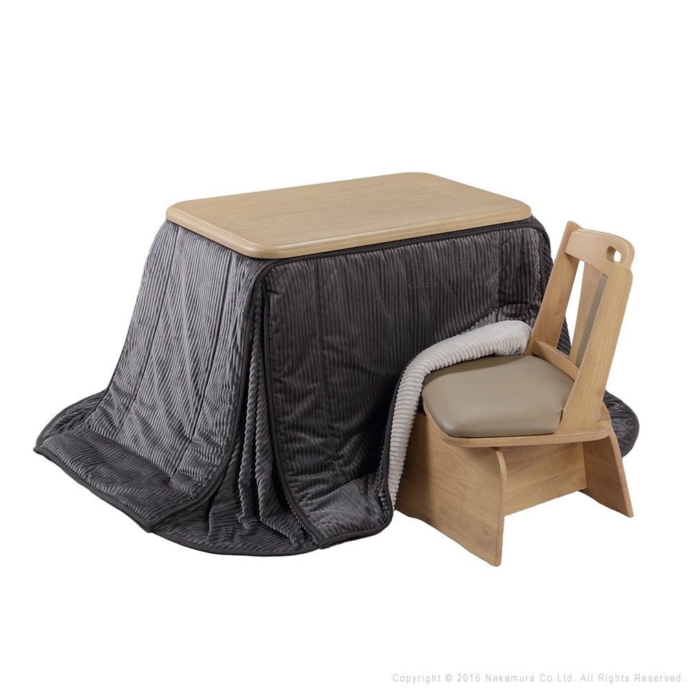 パワフルヒーター 高さ調節機能付き ダイニングこたつ90x60cm 3点セット(こたつ+省スペース布団+回転椅子1脚) こたつ 長方形 ダイニングテーブル