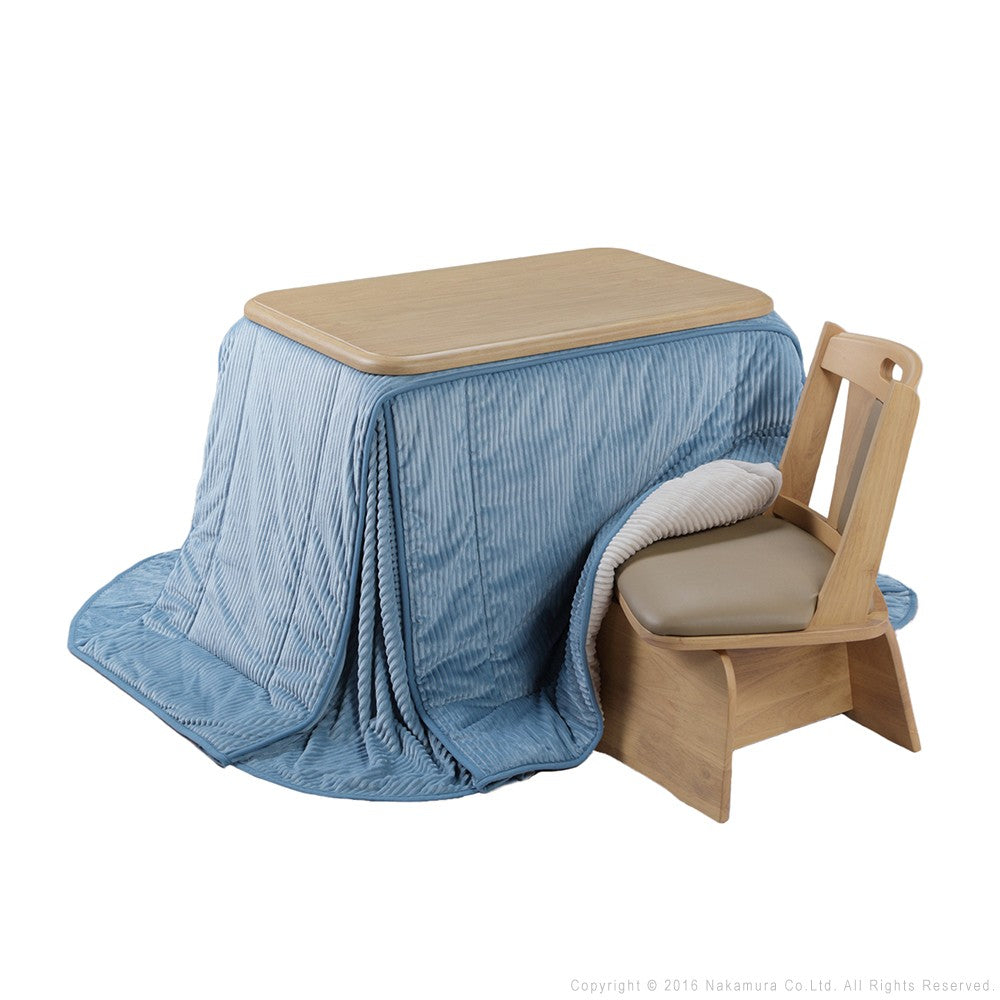 パワフルヒーター 高さ調節機能付き ダイニングこたつ90x60cm 3点セット(こたつ+省スペース布団+回転椅子1脚) こたつ 長方形 ダイニングテーブル