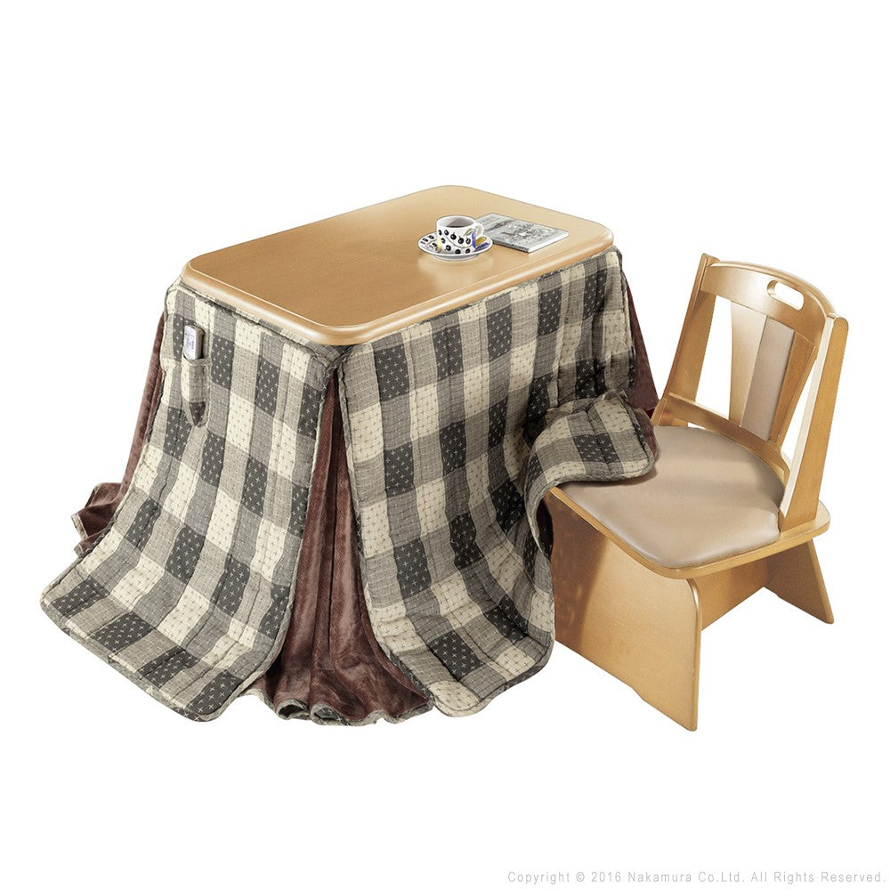 パワフルヒーター 高さ調節機能付き ダイニングこたつ90x60cm 3点セット(こたつ+省スペース布団+回転椅子1脚) こたつ 長方形 ダイニングテーブル