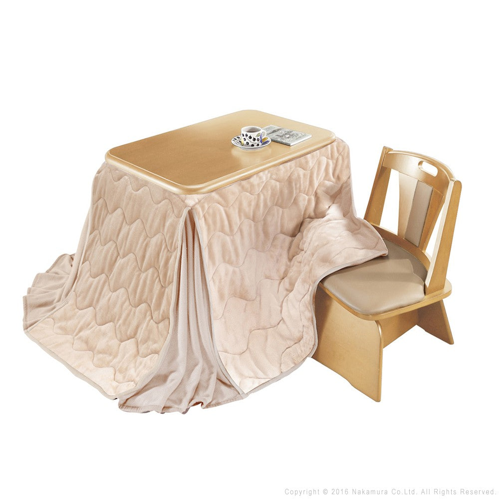 パワフルヒーター 高さ調節機能付き ダイニングこたつ90x60cm 3点セット(こたつ+省スペース布団+回転椅子1脚) こたつ 長方形 ダイニングテーブル