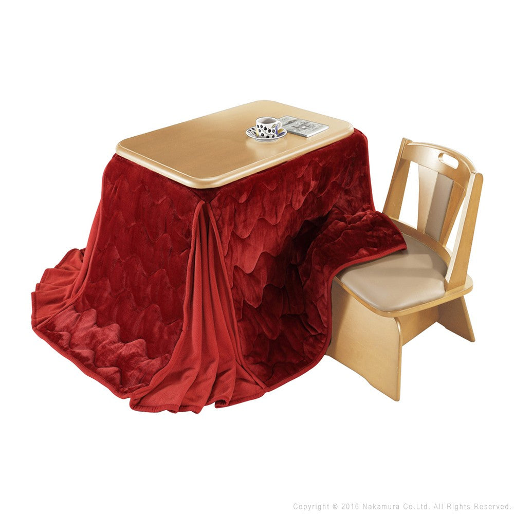 パワフルヒーター 高さ調節機能付き ダイニングこたつ90x60cm 3点セット(こたつ+省スペース布団+回転椅子1脚) こたつ 長方形 ダイニングテーブル