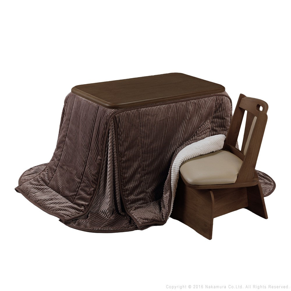 パワフルヒーター 高さ調節機能付き ダイニングこたつ90x60cm 3点セット(こたつ+省スペース布団+回転椅子1脚) こたつ 長方形 ダイニングテーブル