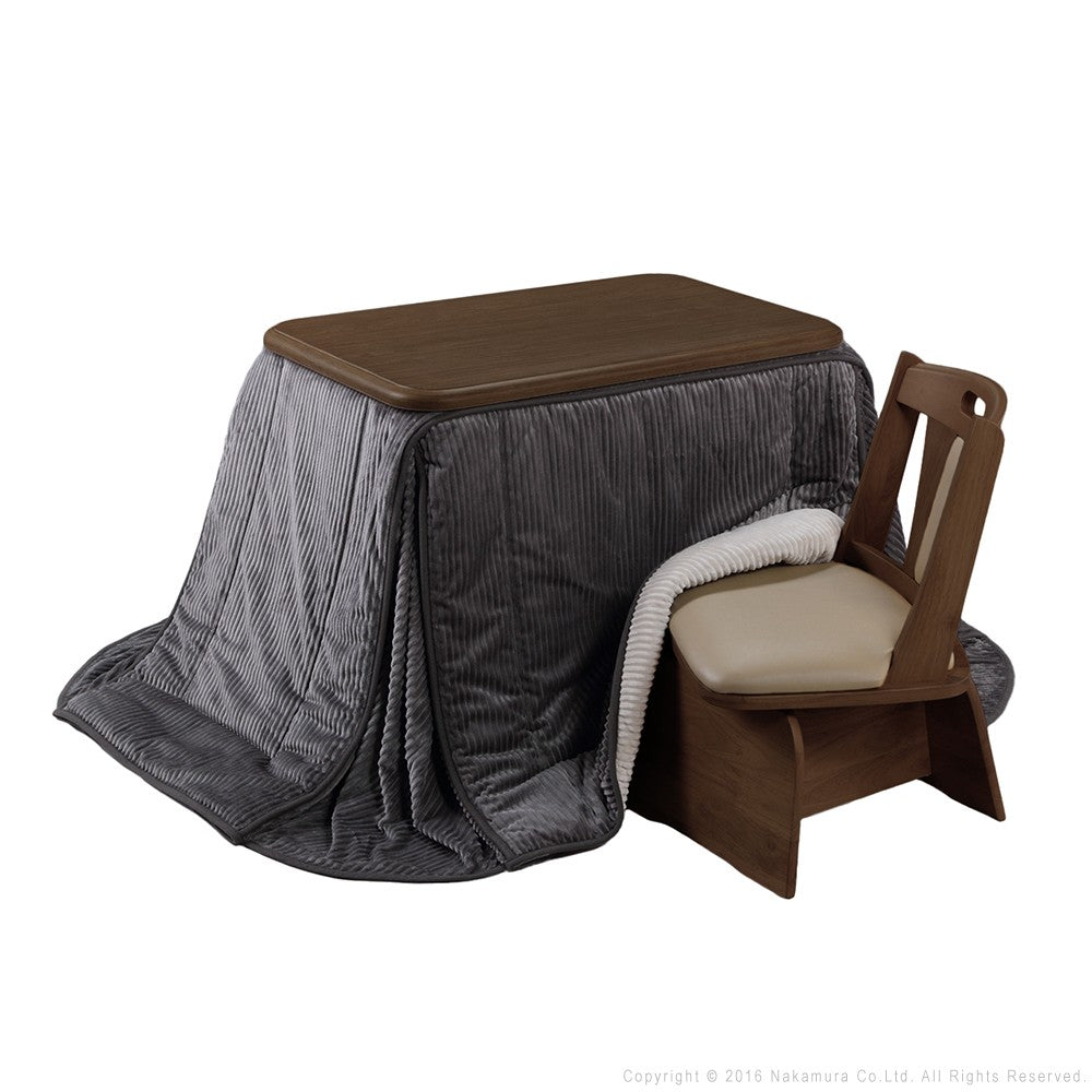 パワフルヒーター 高さ調節機能付き ダイニングこたつ90x60cm 3点セット(こたつ+省スペース布団+回転椅子1脚) こたつ 長方形 ダイニングテーブル