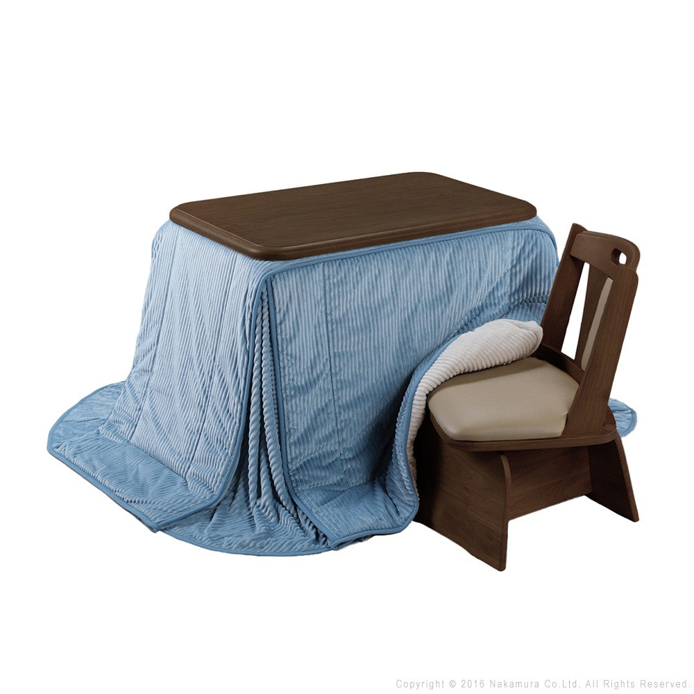 パワフルヒーター 高さ調節機能付き ダイニングこたつ90x60cm 3点セット(こたつ+省スペース布団+回転椅子1脚) こたつ 長方形 ダイニングテーブル