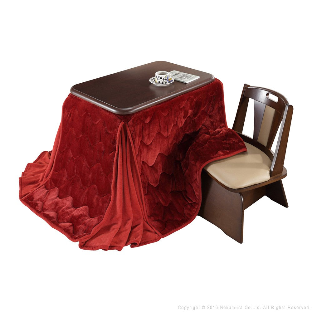 パワフルヒーター 高さ調節機能付き ダイニングこたつ90x60cm 3点セット(こたつ+省スペース布団+回転椅子1脚) こたつ 長方形 ダイニングテーブル