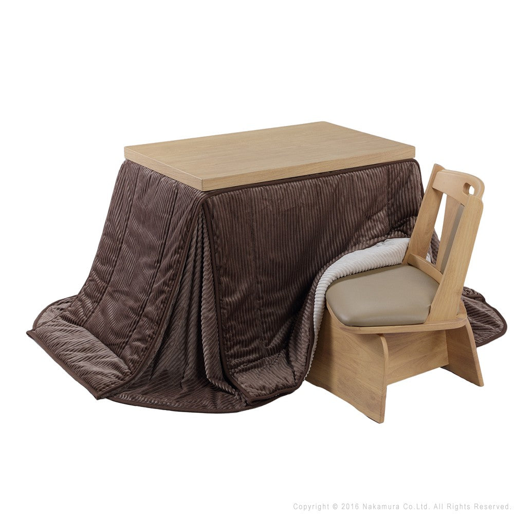 パワフルヒーター 6段階に高さ調節できるダイニングこたつ 90x60cm 3点セット(こたつ+掛布団+回転椅子1脚) 長方形 ダイニングテーブル