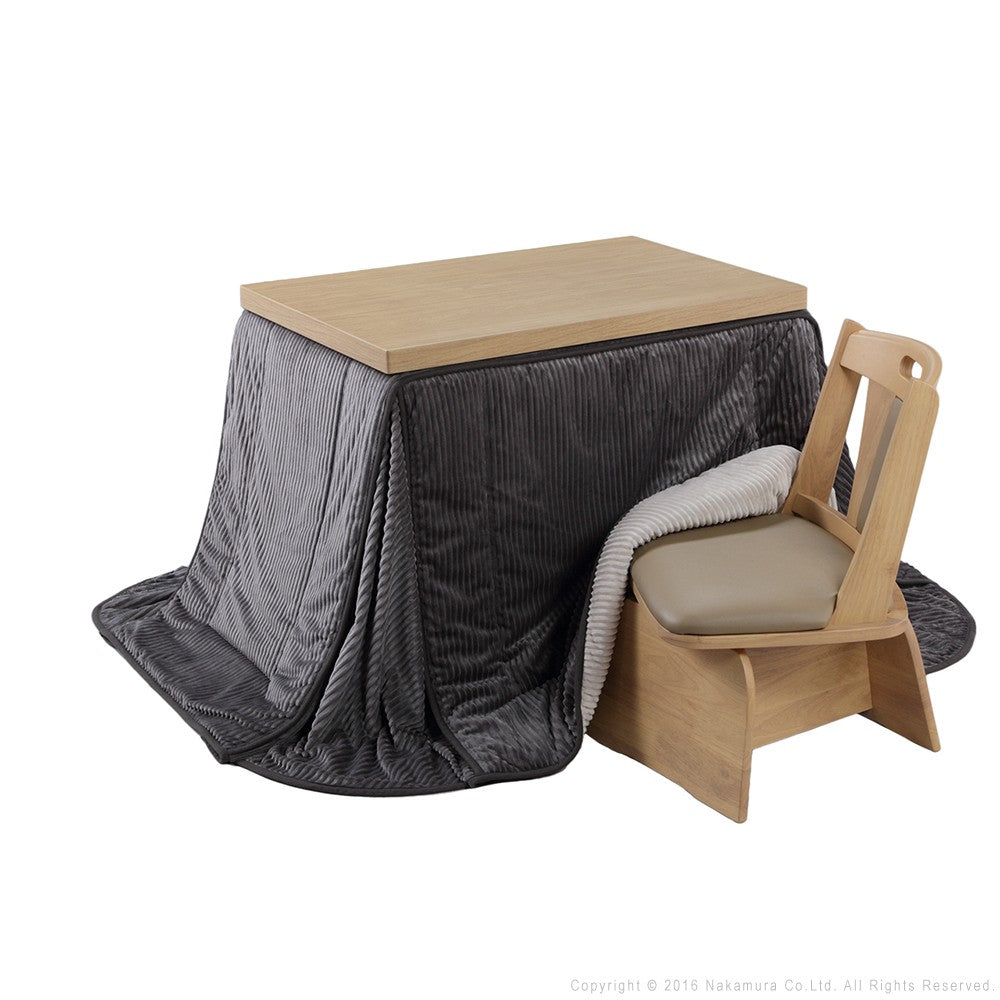 パワフルヒーター 6段階に高さ調節できるダイニングこたつ 90x60cm 3点セット(こたつ+掛布団+回転椅子1脚) 長方形 ダイニングテーブル