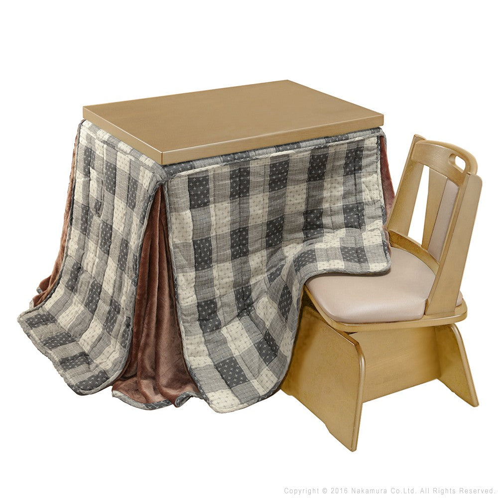 パワフルヒーター 6段階に高さ調節できるダイニングこたつ 90x60cm 3点セット(こたつ+掛布団+回転椅子1脚) 長方形 ダイニングテーブル