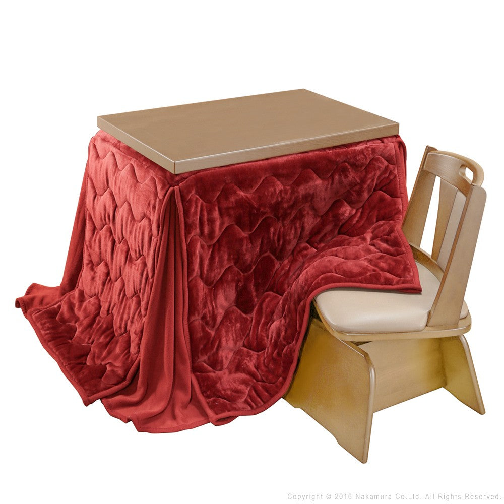 パワフルヒーター 6段階に高さ調節できるダイニングこたつ 90x60cm 3点セット(こたつ+掛布団+回転椅子1脚) 長方形 ダイニングテーブル