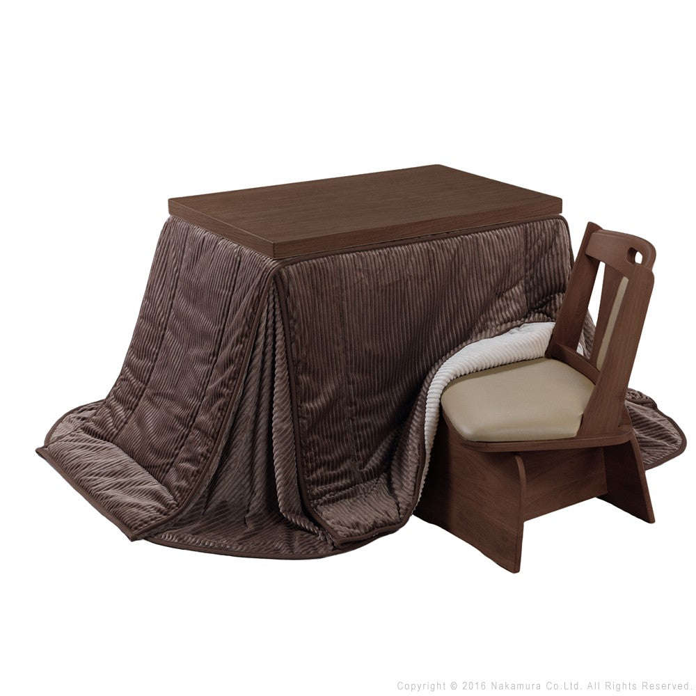 パワフルヒーター 6段階に高さ調節できるダイニングこたつ 90x60cm 3点セット(こたつ+掛布団+回転椅子1脚) 長方形 ダイニングテーブル