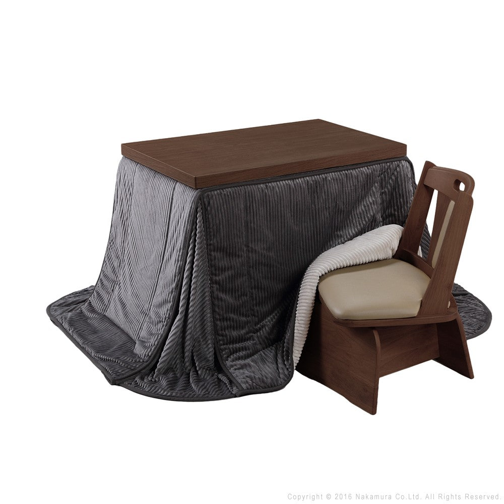 パワフルヒーター 6段階に高さ調節できるダイニングこたつ 90x60cm 3点セット(こたつ+掛布団+回転椅子1脚) 長方形 ダイニングテーブル