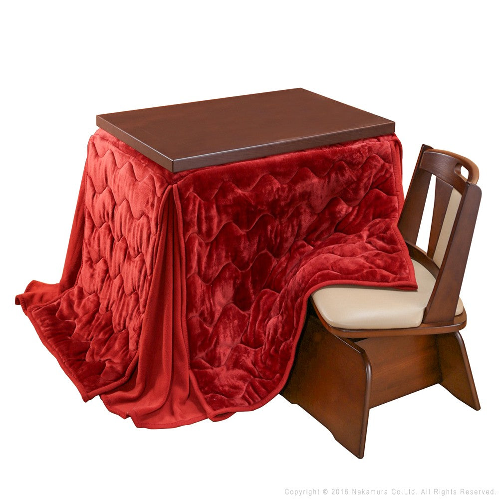 パワフルヒーター 6段階に高さ調節できるダイニングこたつ 90x60cm 3点セット(こたつ+掛布団+回転椅子1脚) 長方形 ダイニングテーブル