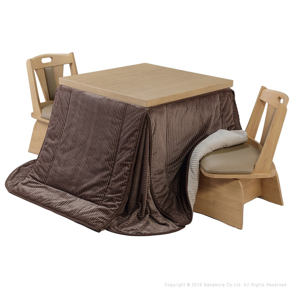 パワフルヒーター 6段階に高さ調節できるダイニングこたつ 80x80cm 4点セット(こたつ+掛布団+回転椅子2脚) 正方形 ダイニングテーブル