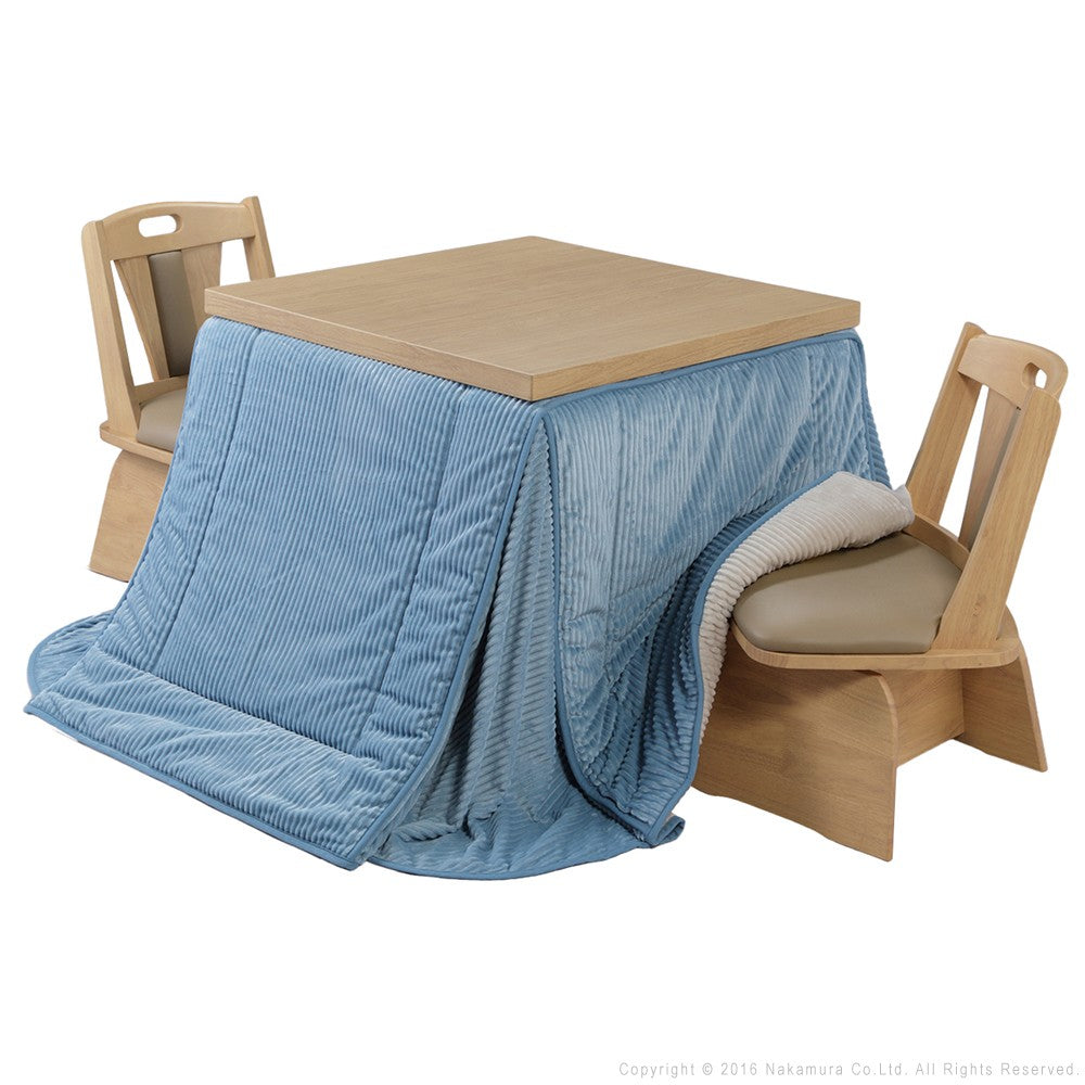 パワフルヒーター 6段階に高さ調節できるダイニングこたつ 80x80cm 4点セット(こたつ+掛布団+回転椅子2脚) 正方形 ダイニングテーブル