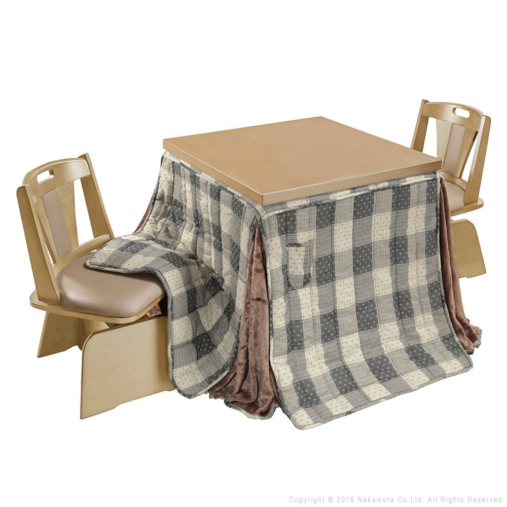 パワフルヒーター 6段階に高さ調節できるダイニングこたつ 80x80cm 4点セット(こたつ+掛布団+回転椅子2脚) 正方形 ダイニングテーブル