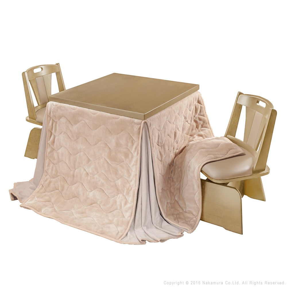 パワフルヒーター 6段階に高さ調節できるダイニングこたつ 80x80cm 4点セット(こたつ+掛布団+回転椅子2脚) 正方形 ダイニングテーブル