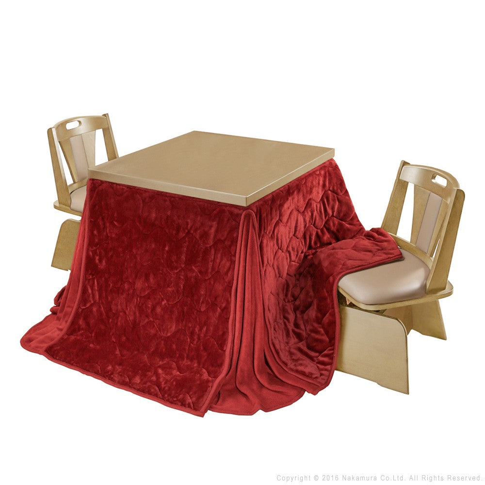 パワフルヒーター 6段階に高さ調節できるダイニングこたつ 80x80cm 4点セット(こたつ+掛布団+回転椅子2脚) 正方形 ダイニングテーブル