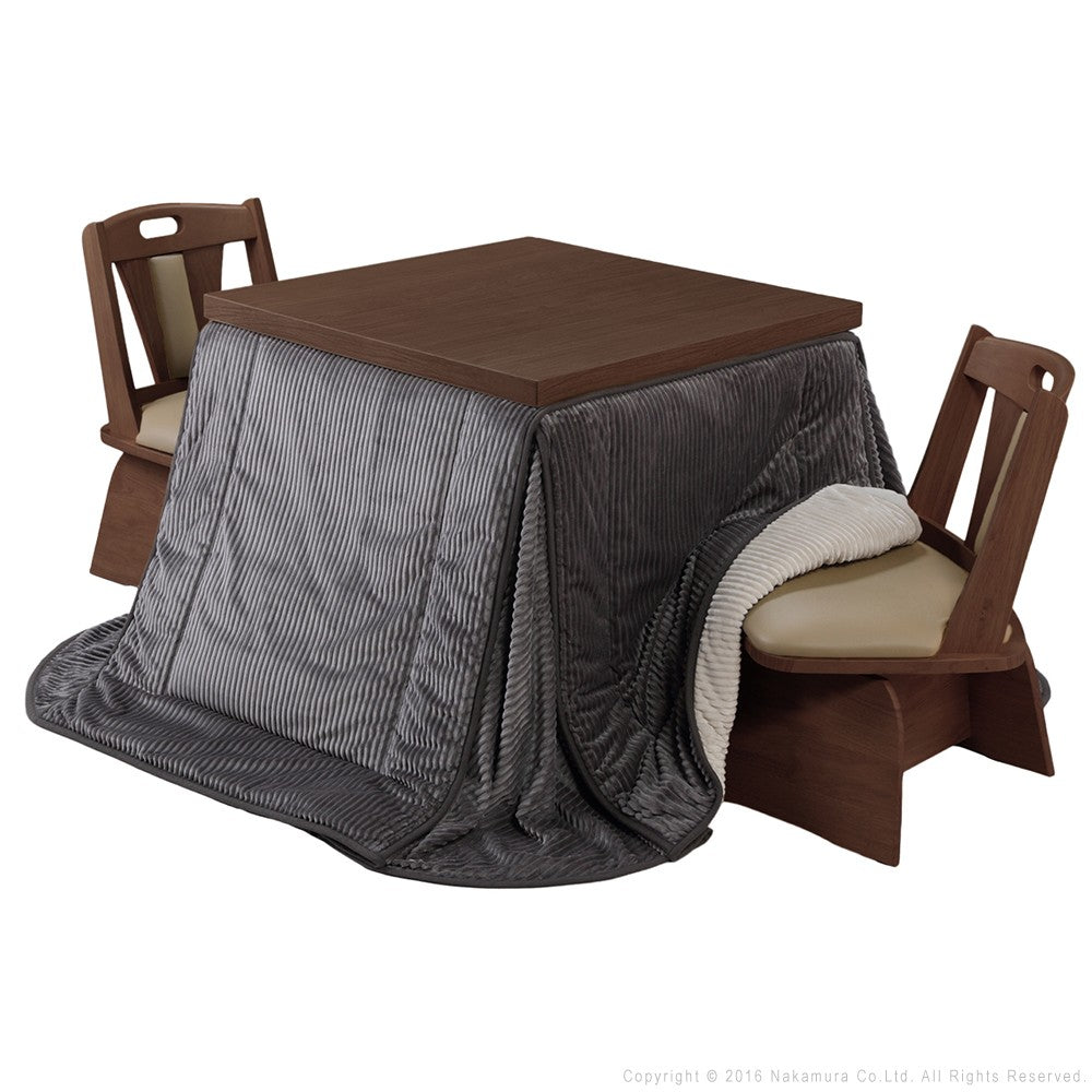 パワフルヒーター 6段階に高さ調節できるダイニングこたつ 80x80cm 4点セット(こたつ+掛布団+回転椅子2脚) 正方形 ダイニングテーブル