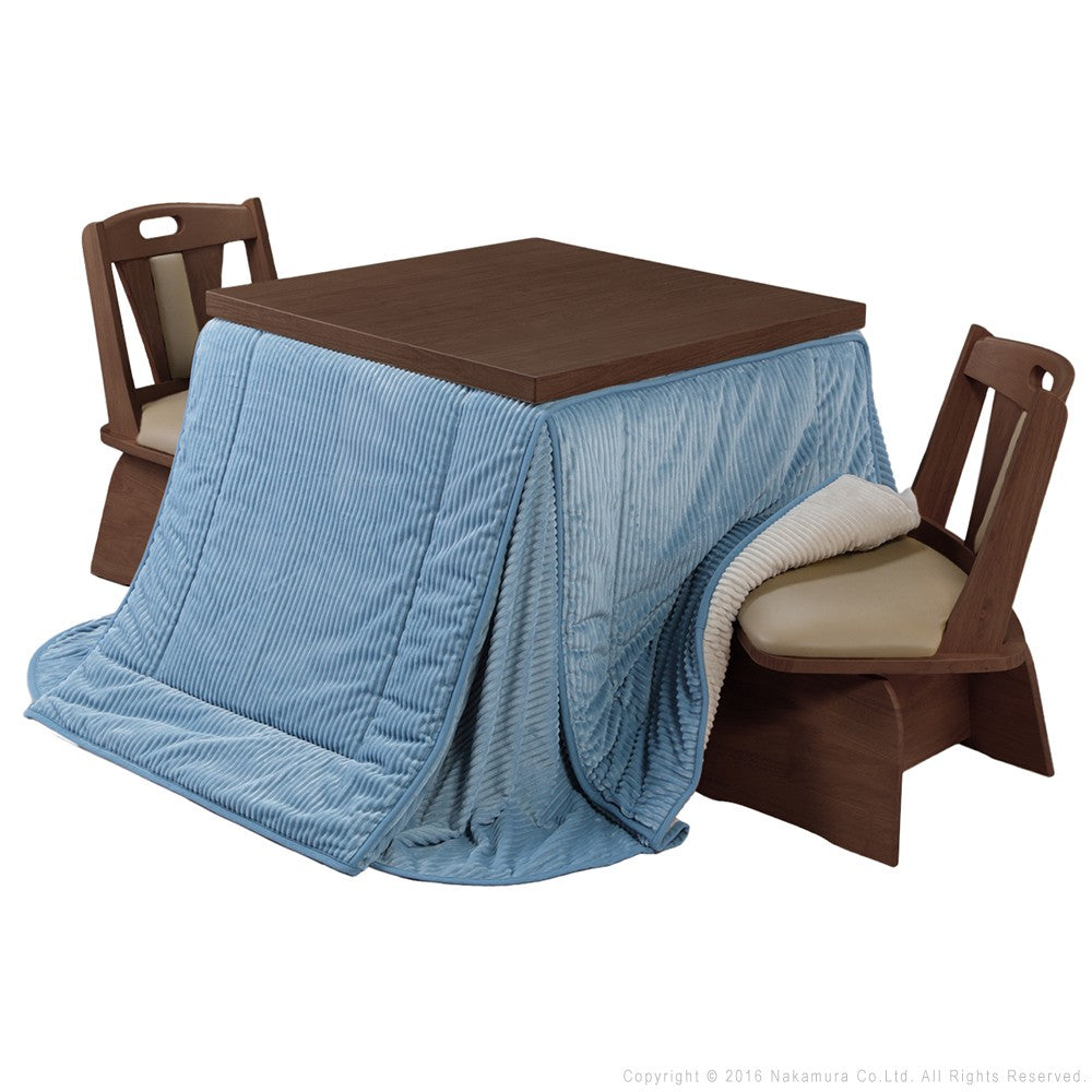 パワフルヒーター 6段階に高さ調節できるダイニングこたつ 80x80cm 4点セット(こたつ+掛布団+回転椅子2脚) 正方形 ダイニングテーブル