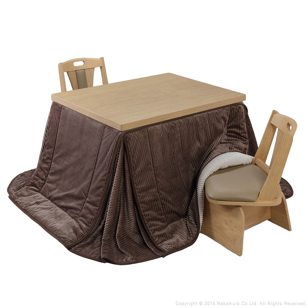 パワフルヒーター 6段階に高さ調節できるダイニングこたつ 105x80cm 4点セット(こたつ+掛布団+回転椅子2脚) 長方形 ダイニングテーブル