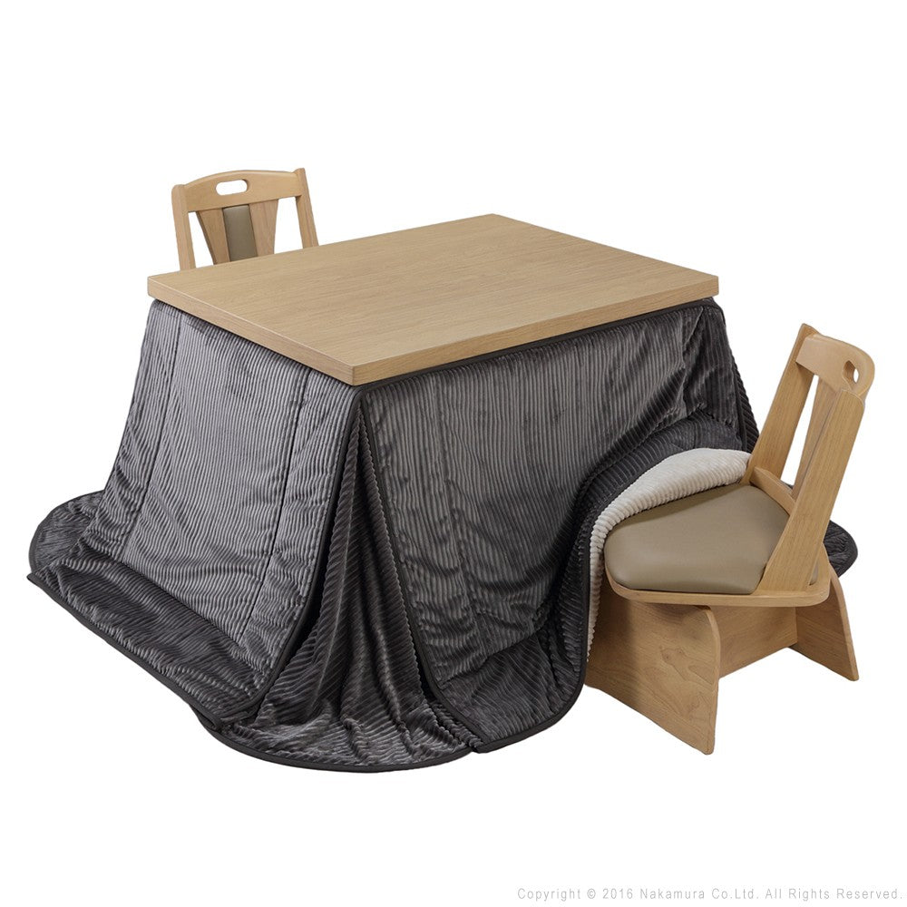 パワフルヒーター 6段階に高さ調節できるダイニングこたつ 105x80cm 4点セット(こたつ+掛布団+回転椅子2脚) 長方形 ダイニングテーブル