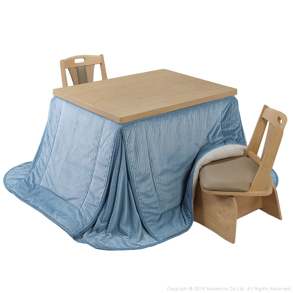 パワフルヒーター 6段階に高さ調節できるダイニングこたつ 105x80cm 4点セット(こたつ+掛布団+回転椅子2脚) 長方形 ダイニングテーブル