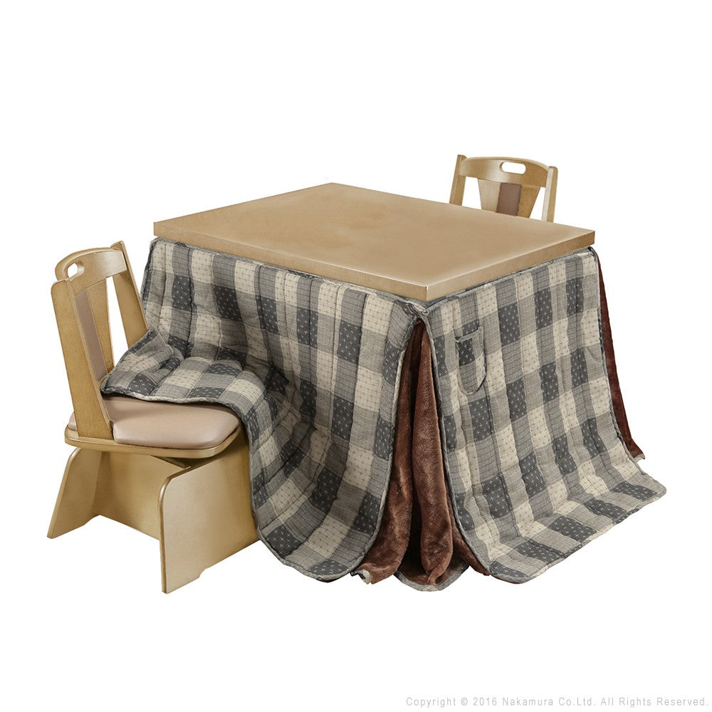 パワフルヒーター 6段階に高さ調節できるダイニングこたつ 105x80cm 4点セット(こたつ+掛布団+回転椅子2脚) 長方形 ダイニングテーブル