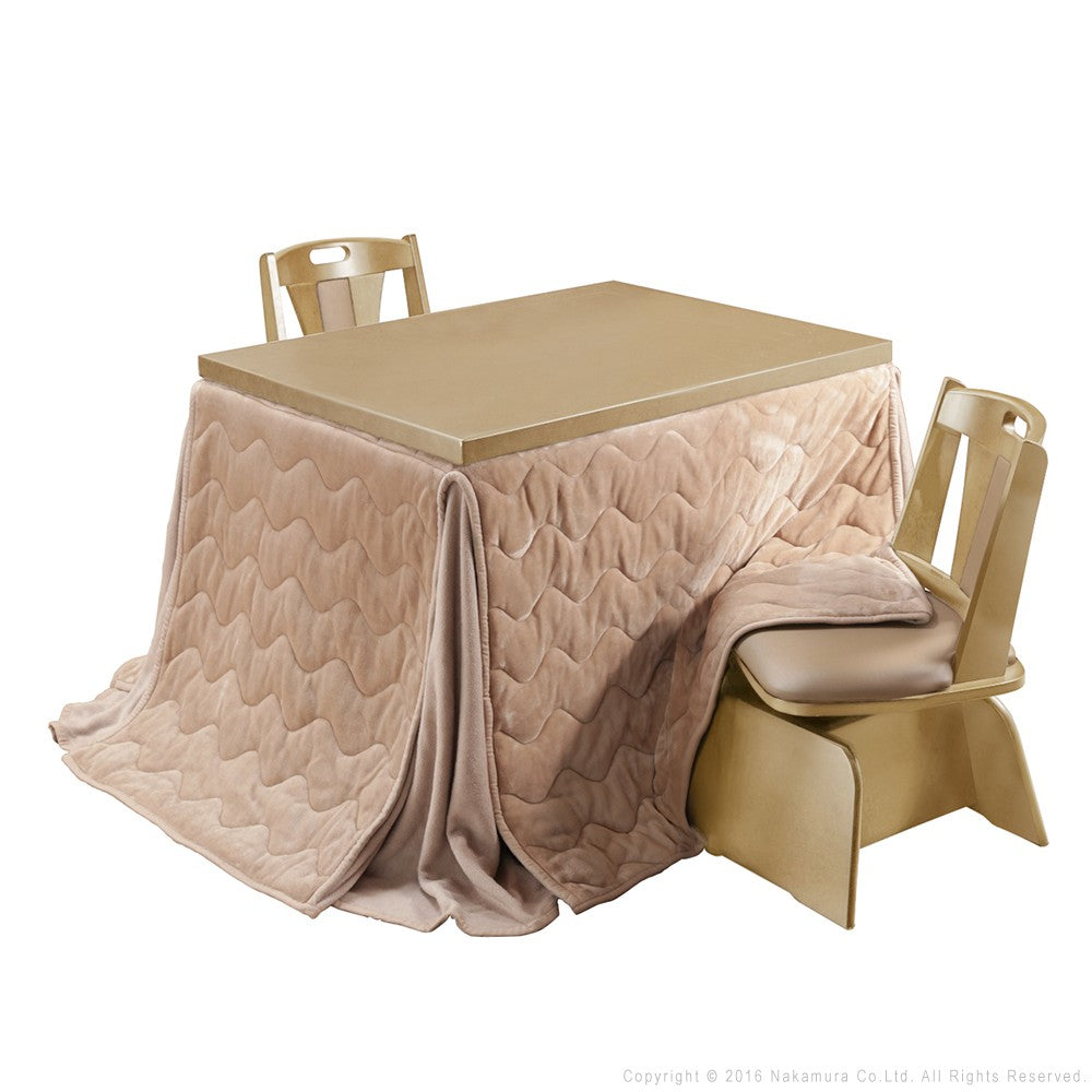 パワフルヒーター 6段階に高さ調節できるダイニングこたつ 105x80cm 4点セット(こたつ+掛布団+回転椅子2脚) 長方形 ダイニングテーブル