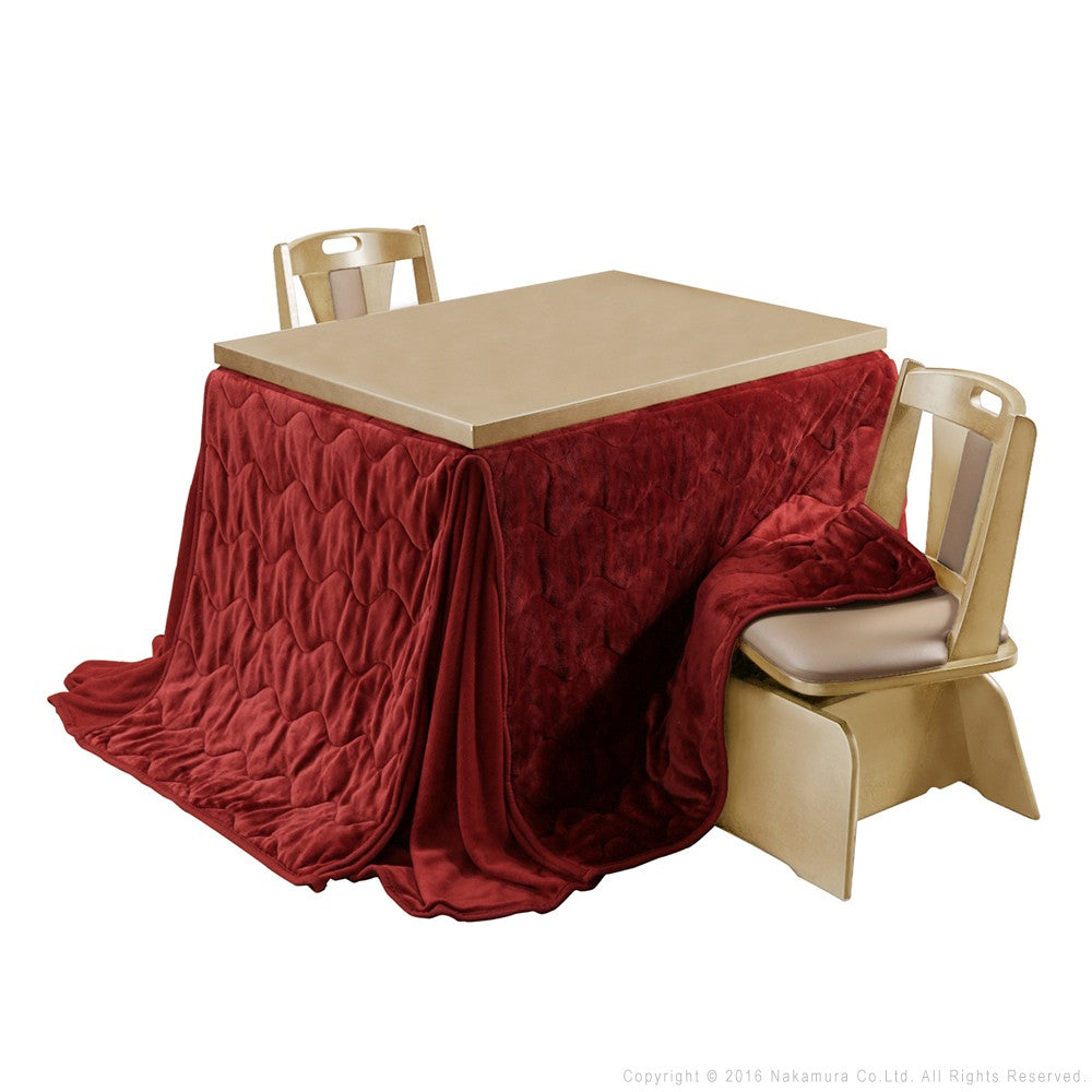 パワフルヒーター 6段階に高さ調節できるダイニングこたつ 105x80cm 4点セット(こたつ+掛布団+回転椅子2脚) 長方形 ダイニングテーブル