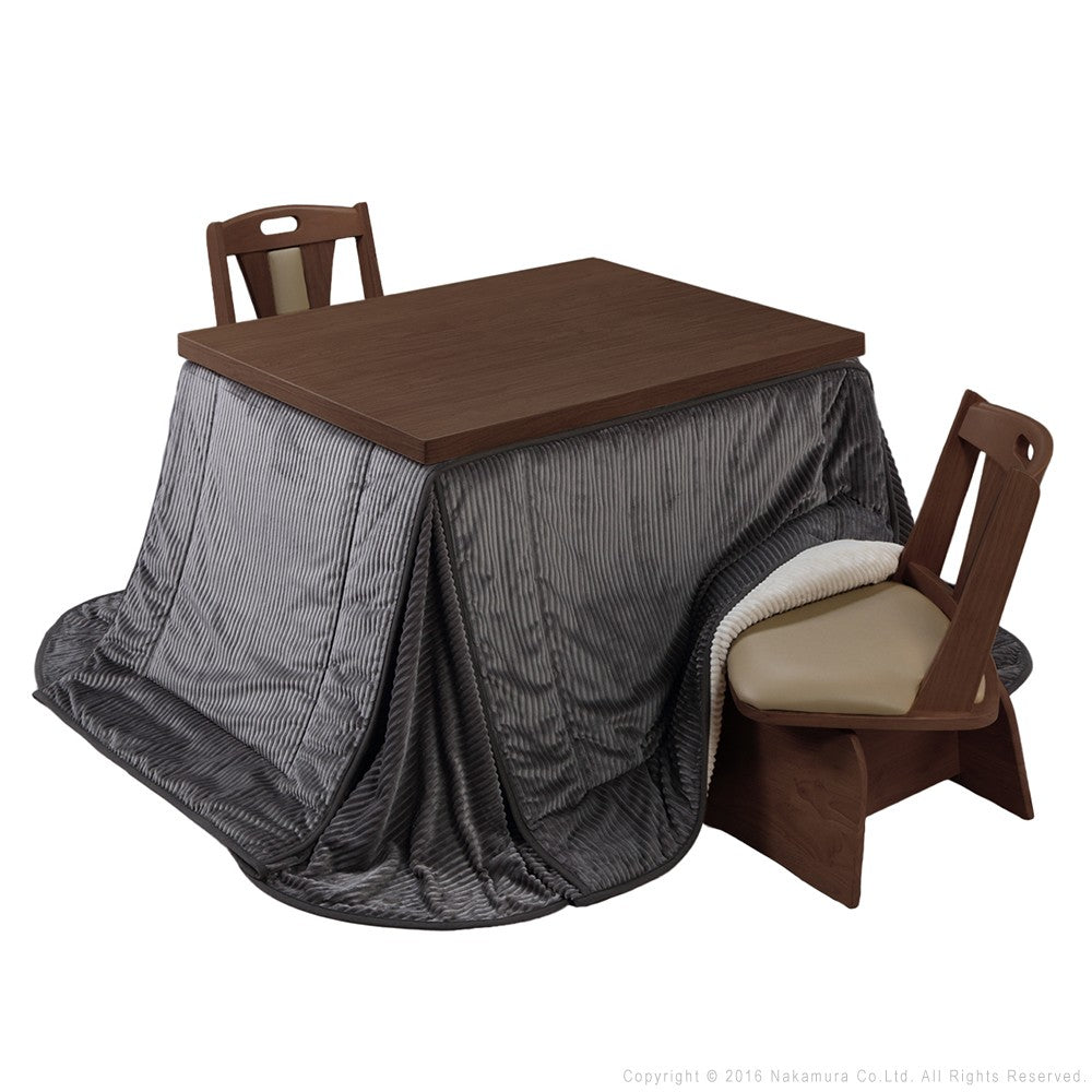 パワフルヒーター 6段階に高さ調節できるダイニングこたつ 105x80cm 4点セット(こたつ+掛布団+回転椅子2脚) 長方形 ダイニングテーブル