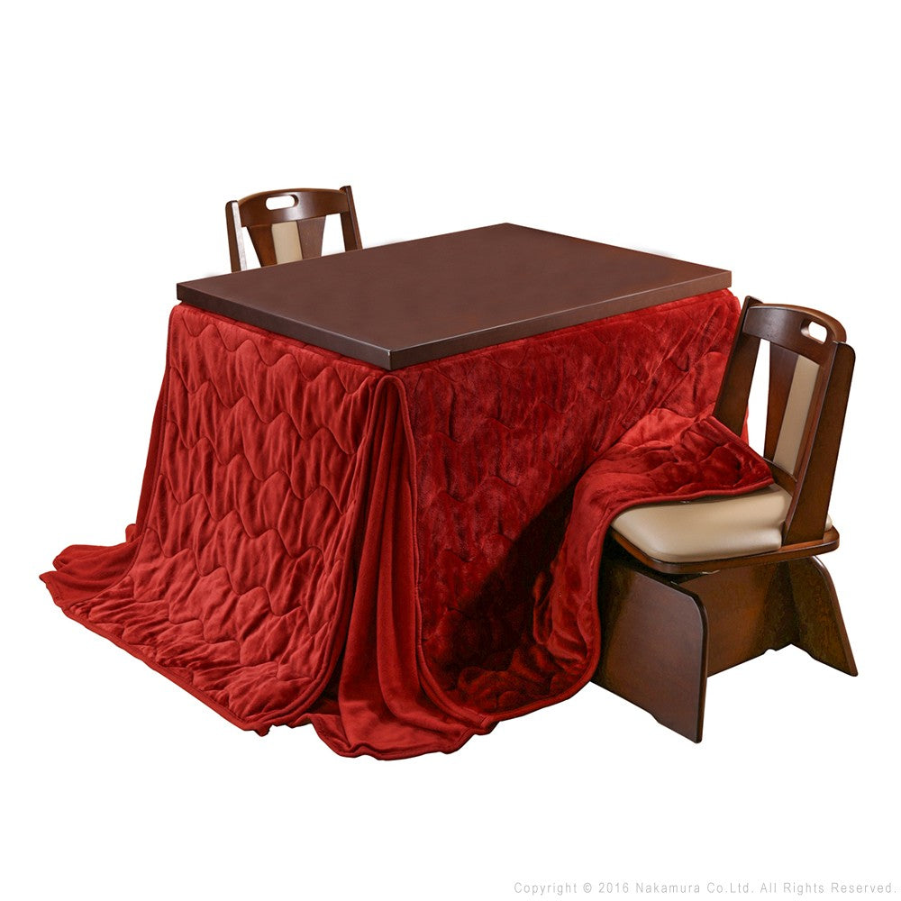 パワフルヒーター 6段階に高さ調節できるダイニングこたつ 105x80cm 4点セット(こたつ+掛布団+回転椅子2脚) 長方形 ダイニングテーブル