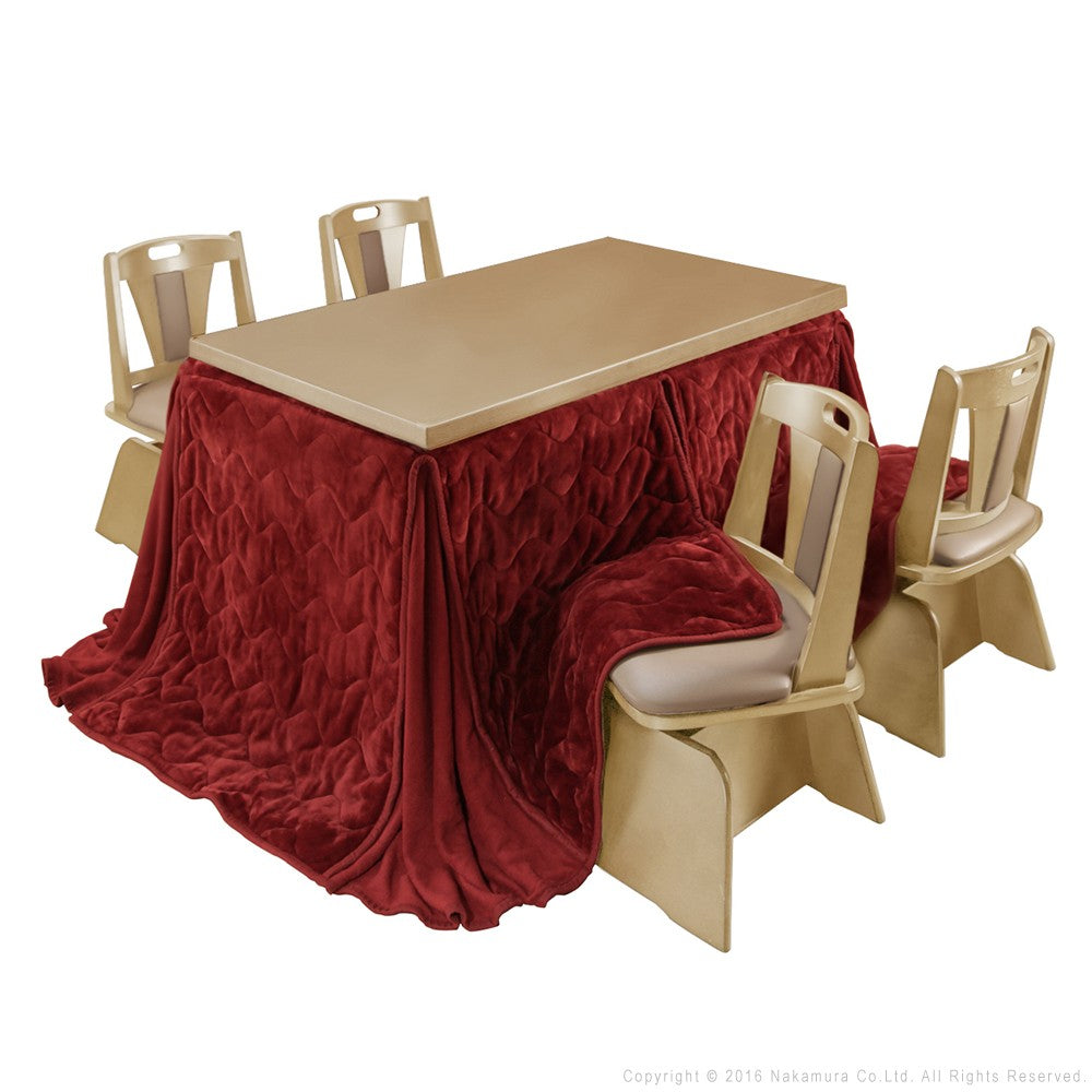 パワフルヒーター 6段階に高さ調節できるダイニングこたつ 135x80cm 6点セット(こたつ+掛布団+回転椅子4脚) 長方形 ダイニングテーブル