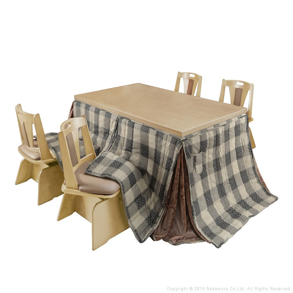 パワフルヒーター 6段階に高さ調節できるダイニングこたつ 150x90cm 6点セット(こたつ+掛布団+回転椅子4脚) 長方形 ダイニングテーブル