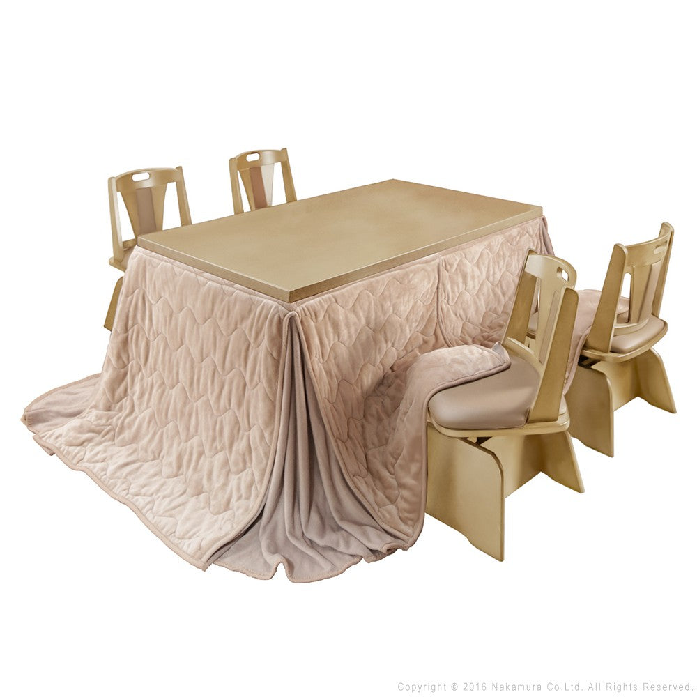 パワフルヒーター 6段階に高さ調節できるダイニングこたつ 150x90cm 6点セット(こたつ+掛布団+回転椅子4脚) 長方形 ダイニングテーブル