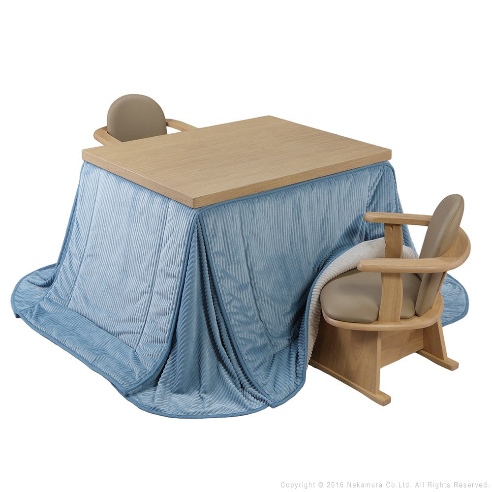 パワフルヒーター 6段階に高さ調節できるダイニングこたつ 105x80cm 4点セット(こたつ+掛布団+肘付き回転椅子2脚) 長方形 ダイニングテーブル