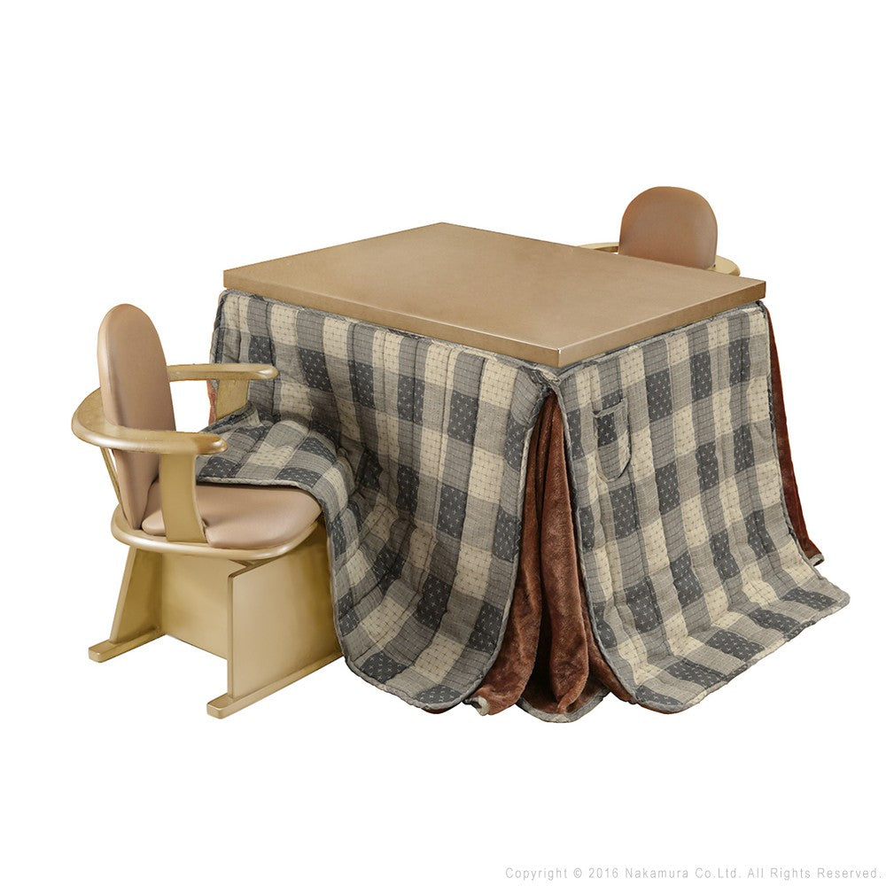 パワフルヒーター 6段階に高さ調節できるダイニングこたつ 105x80cm 4点セット(こたつ+掛布団+肘付き回転椅子2脚) 長方形 ダイニングテーブル